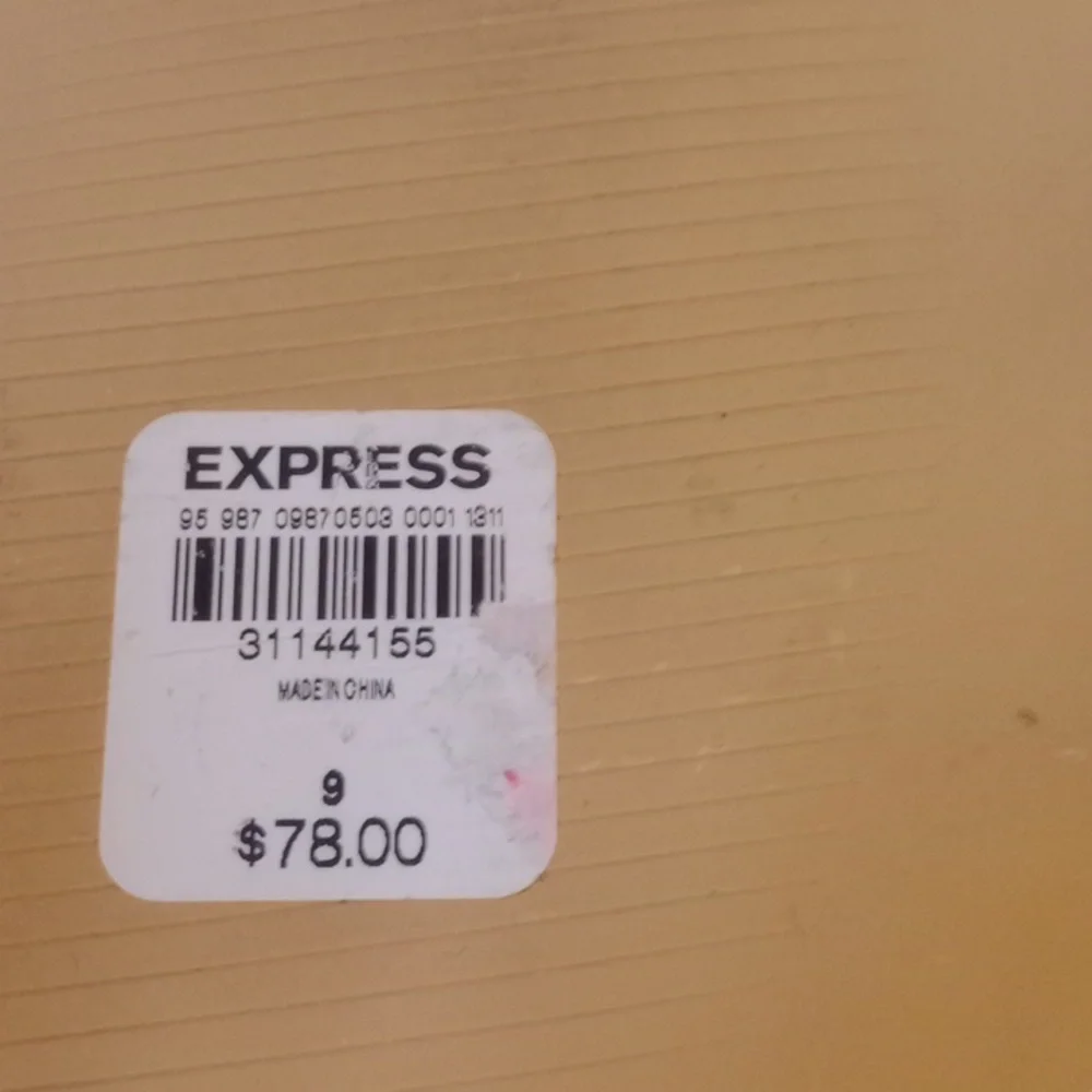 Express White Heels with Dramatic Ruched Detail, Size 9